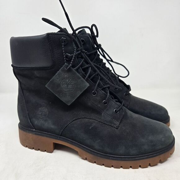 TIMBERLAND Jayne Women's Black Nubuck Leather 6" Boots Size 8.5 - Picture 1 of 8